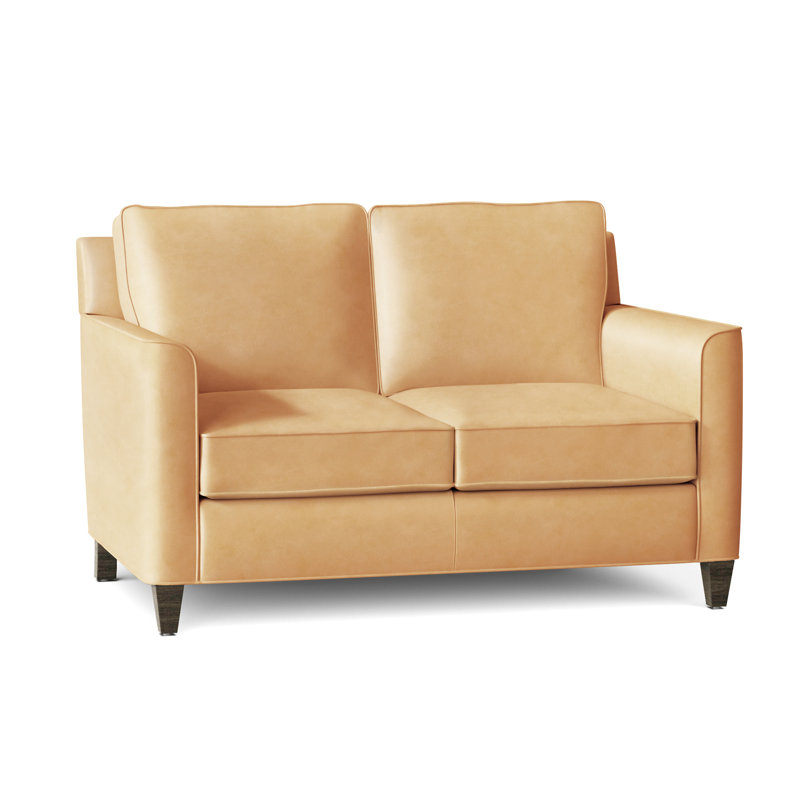 Yorba Leather Loveseat, Cobblestone, Aline Fumo Genuine Leather
