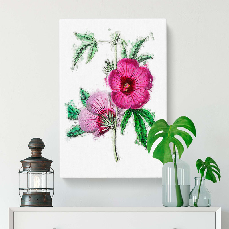 Pink Hibiscus Flowers - Wrapped Canvas, 60cm H x 40cm W x 3cm D