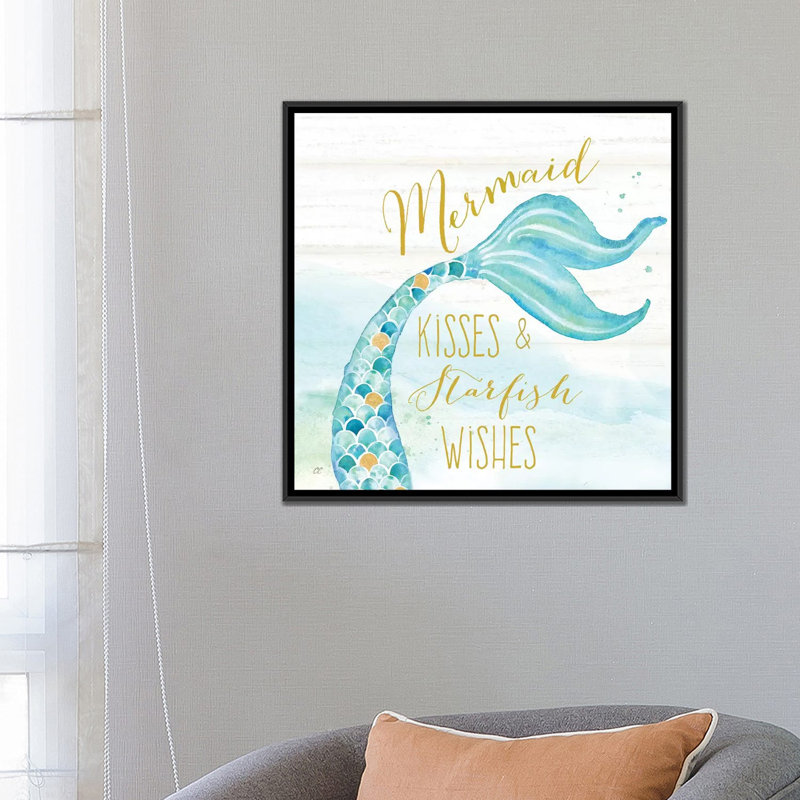 «Mermaid Tale II», impression sur toile, H 18 po x l 18 po x P 1,5 po, Toile avec cadre noir