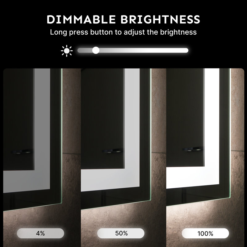 UL Certified Front & Back LED Anti-Fog Tempered Glass Bathroom Vanity Mirror, 39" x 32" 