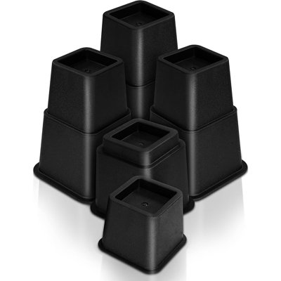 Lit réglable réglable 3, 5, 8 pouces - Ensemble de 4 meubles surélevés pour lit, canapé et bureau - Rangement sous le lit et chambre de dortoir essentiels - Peut supporter jusqu'à 1 300 lb - Noir