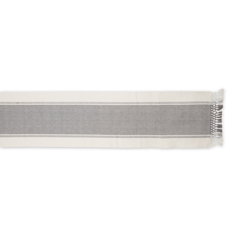 Kizer Striped 100% Cotton Table Runner, 72" x 13", Cool Gray