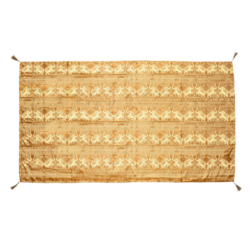 Nappe en soie imprimé thaïlandais Golden Elephant, Or