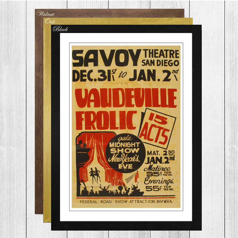 Vintage WPA Vaudeville Frolic Framed Vintage Advertisement - Framed Print, Black