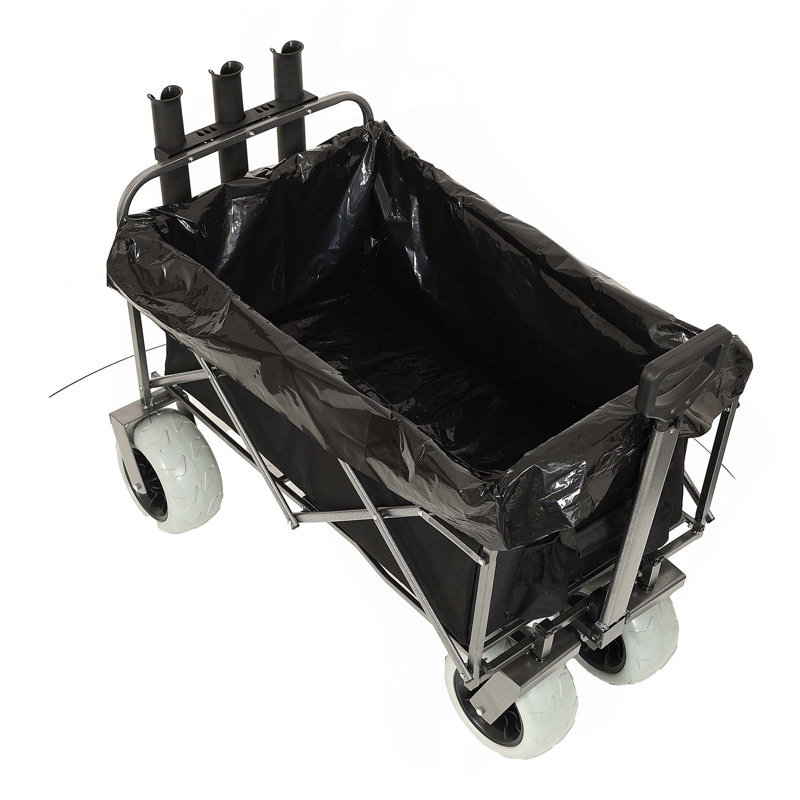 Chariot de pêche avec porte-cannes, chariot de plage avec grandes roues pour le sable Capacité de 500 lb