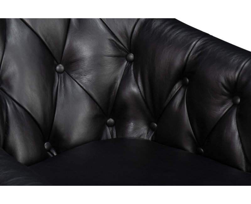 Coolidge Swivel Club Chair, Onyx Black Genuine Leather