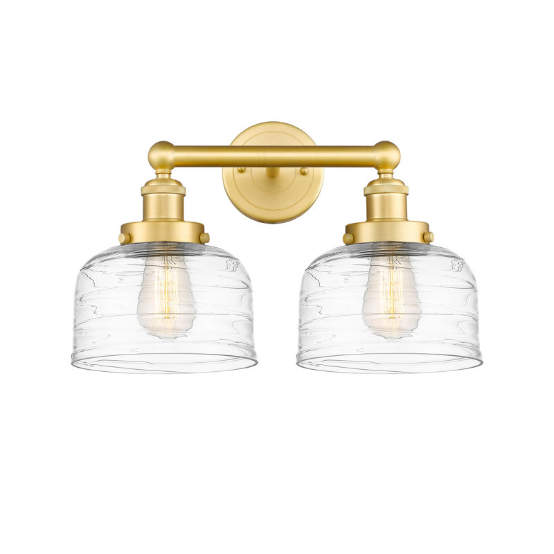 Arlester 2 - Light Dimmable Vanity Light, Satin Gold, Clear Deco Swirl