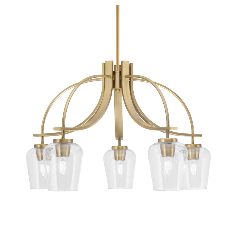 Lustre Madilynn Light, Downlight, illustré avec verre transparent de 5 po, Laiton New Age, H 16,75 po x l 26 po x P 26 po, 5