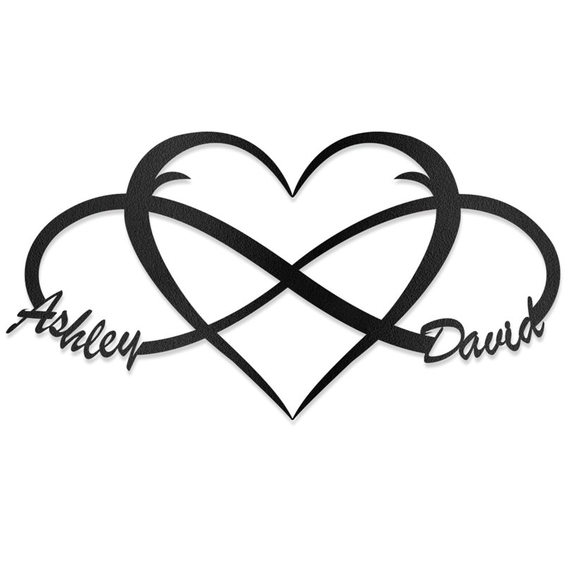 Love Heart - Special Gift Personalize Black Bronze Gold White Unique Metal Custom Wall Decor Accent, 12" H x 24" W x 0.05" D
