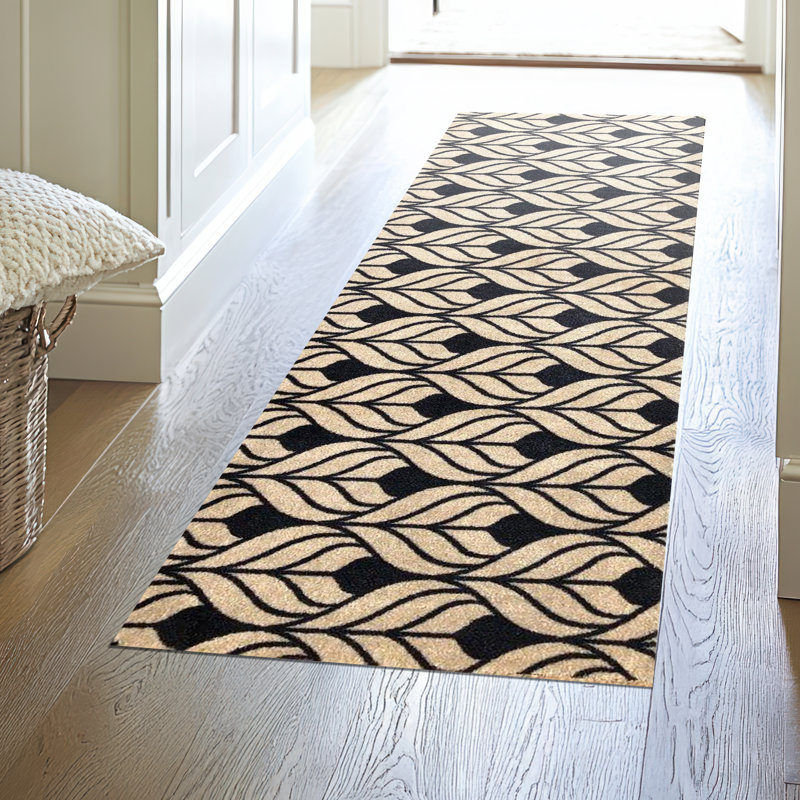 Tapis de couloir une pièce Tulle, L 28 po x L 75 po, Brun clair; noir