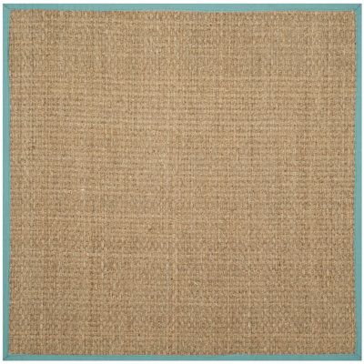 Auckland Bamboo Slat/Seagrass Natural/Teal Area Rug