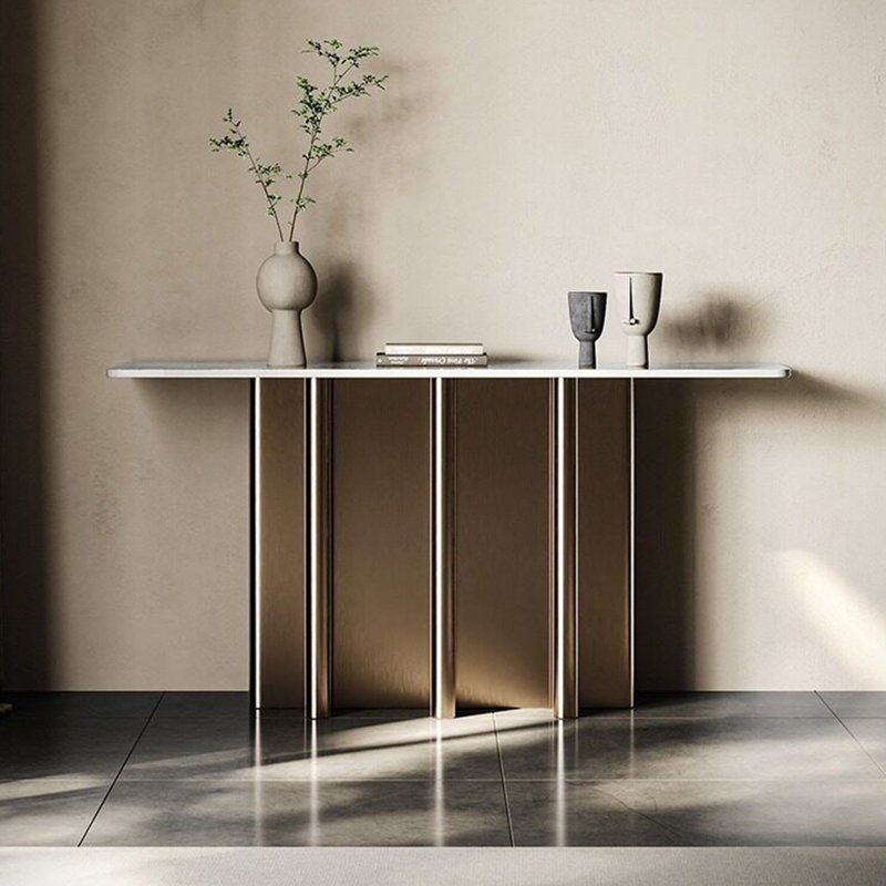 Console de style italien en pierre frittée., H 33,4 po x l 47,2 po x P 13,7 po