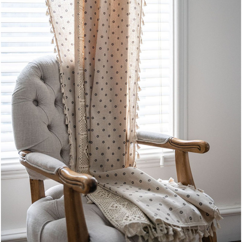 Chelley Cotton Blend Semi Sheer Curtain Pair, 59" W x 71" L