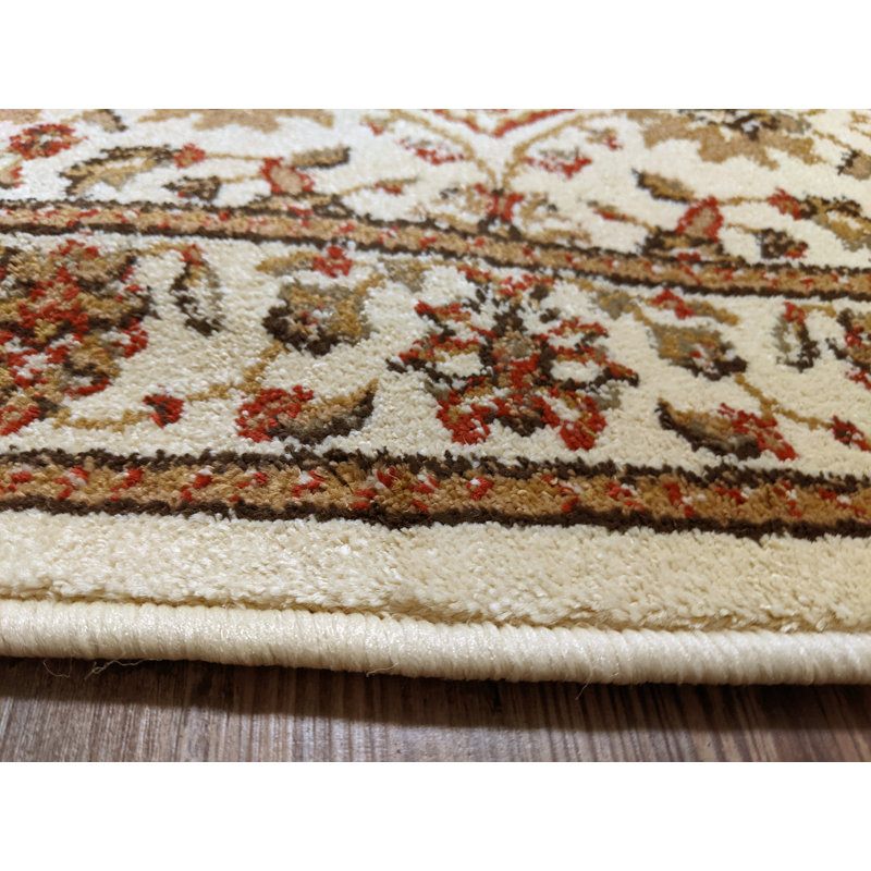 Tapis tissé à la machine Ivoire/crème Weisgerber, Rond 5 pi