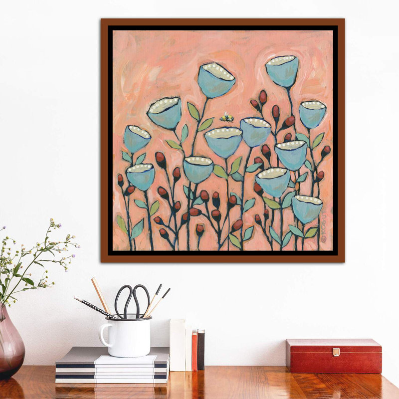 Floral XXVI par Teresa Kogut - reproduction d'art, H 26 po x l 26 po x P 1,5 po, Cadre flottant brun