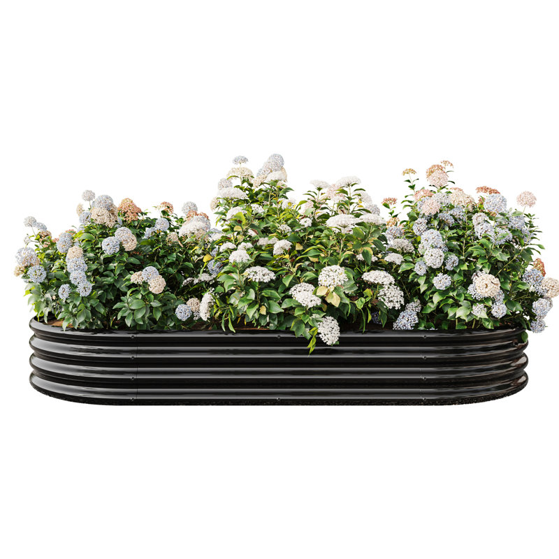 Veranika Oval Metal Raised Garden Bed - Black, 91.19"X45.78"X11.61", For Plants & Flowers, Framework, Promotes Planting Build, Facilitates Plant Growth