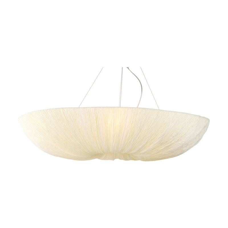 Lustre en chrome 4 lumières avec abat-jour en tissu blanc