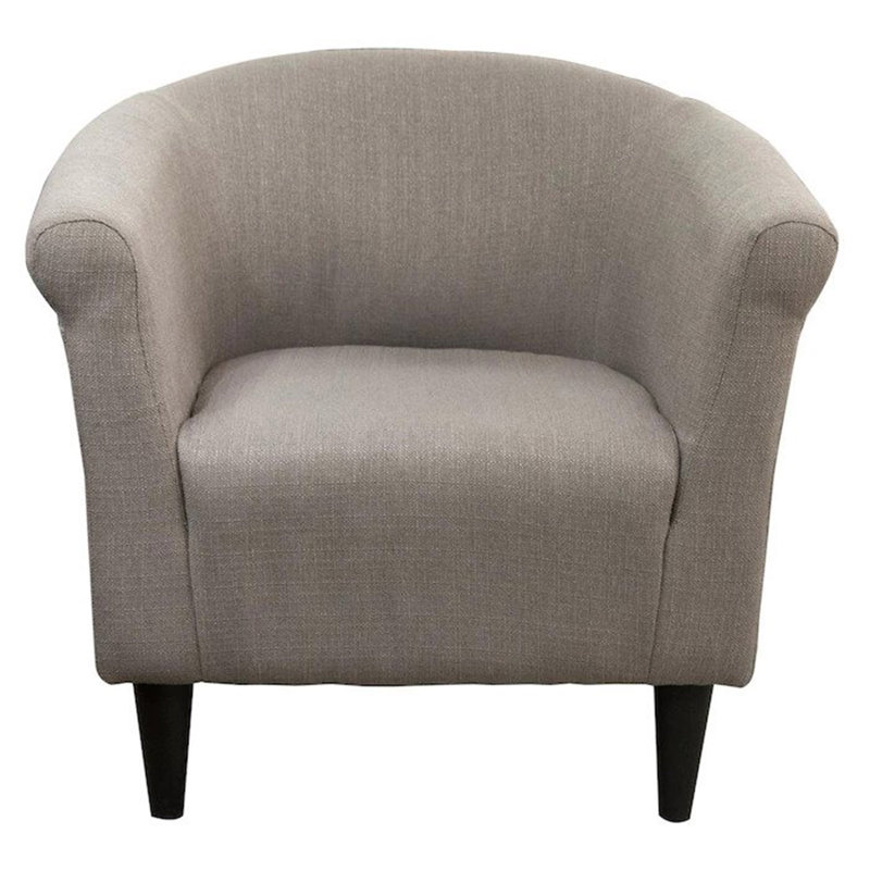 Liam Upholstered Barrel Chair, Depalma Putty Basketweave