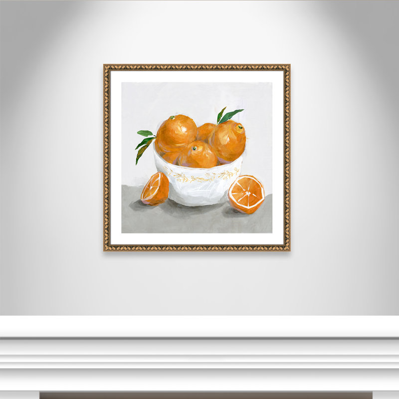 Abbaye «Oranges» par Isabelle Z - reproduction d'art, Papier avec cadre à perles dorées, H 33,25 po x l 33,25 po x P 1,13 po