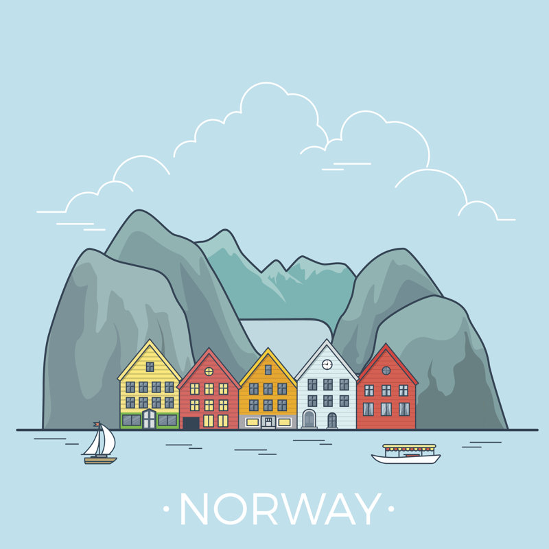 Illustration de la Norvège, H 12 po x l 12 po
