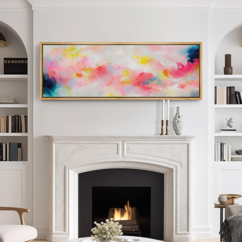 Art moderne abstrait vibrant, H 20 po x l 60 po, Naturel