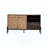 Mid-Century Modern Sideboard Cabinet - Solid Wood & MDF 3D Geometric Pattern Buffet, 2 Doors + 2 Drawers Storage Console Table For Living Room/Dining Room (Metal Legs)
