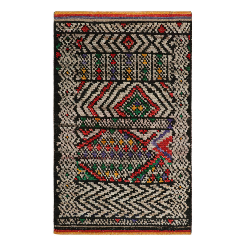 Moroccan Hand Knotted Geometric Area Rug, Rectangle 10' x 14'