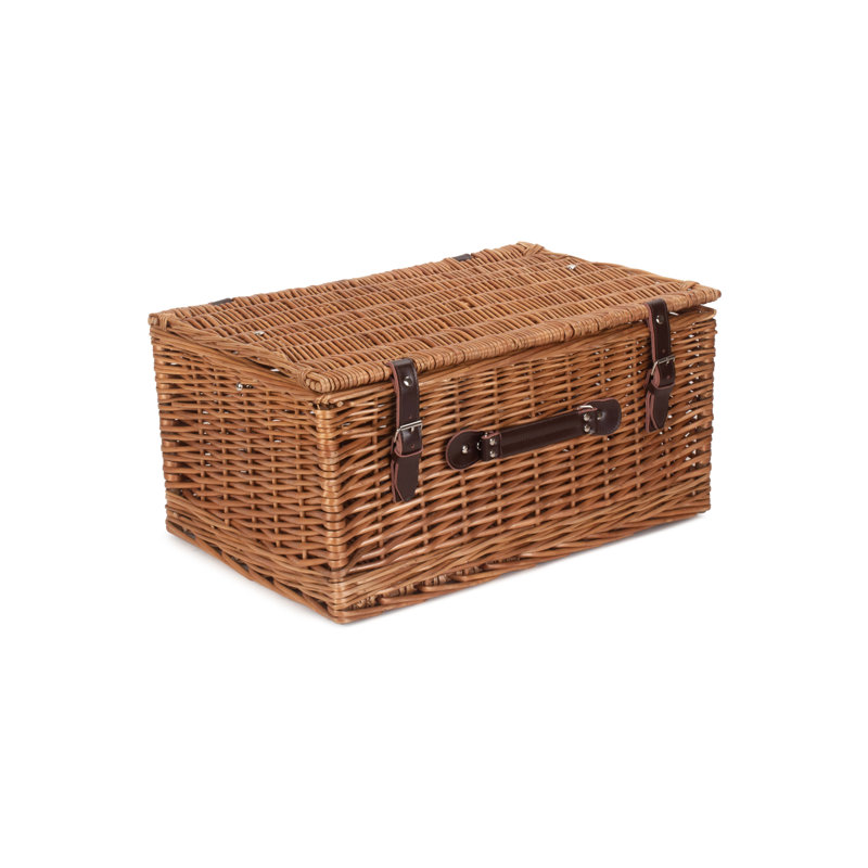Wicker Empty Hamper Basket, 25cm H x 51cm W x 35cm D, Double Steamed