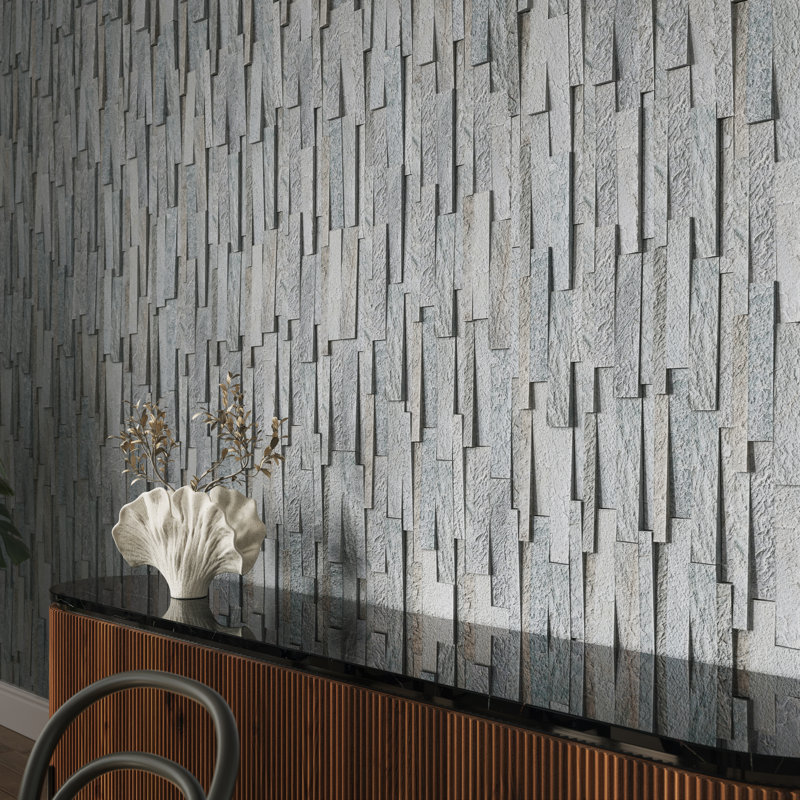 Linear Lines 6in.x12in. Split Face Wall Tile, Himalayan Frost