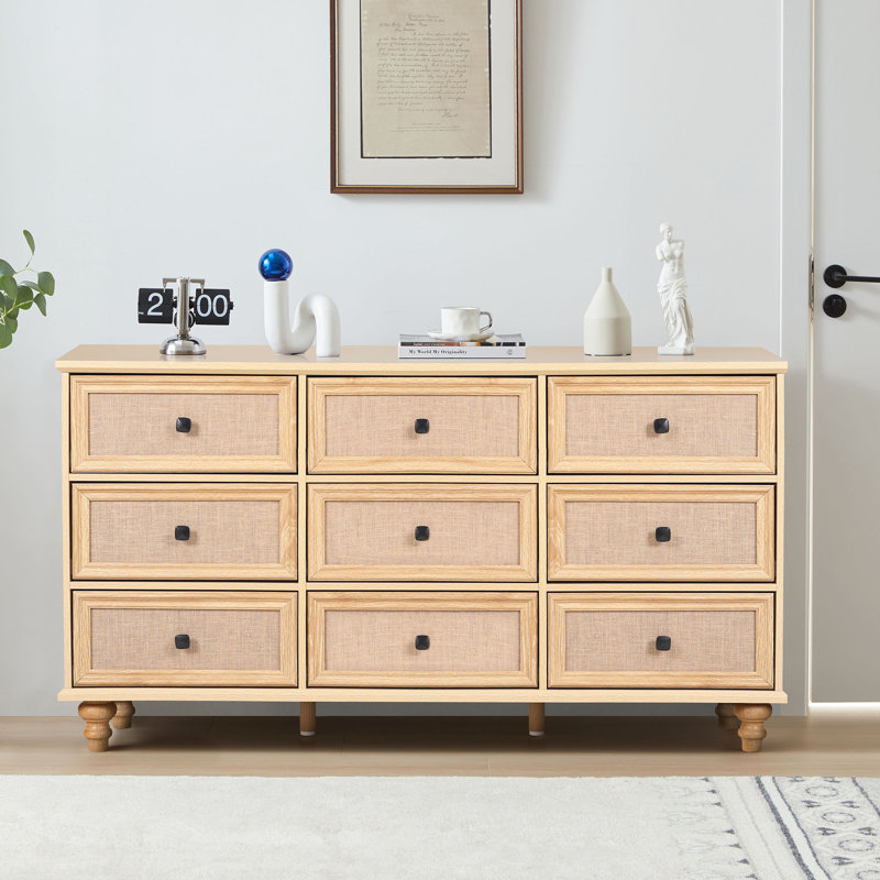 Commode 9 tiroirs l 59,05 po, Naturel