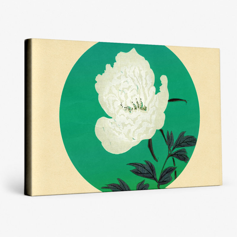 Pivoine blanche - paysage, art mural sur toile, 14" W x 11" H