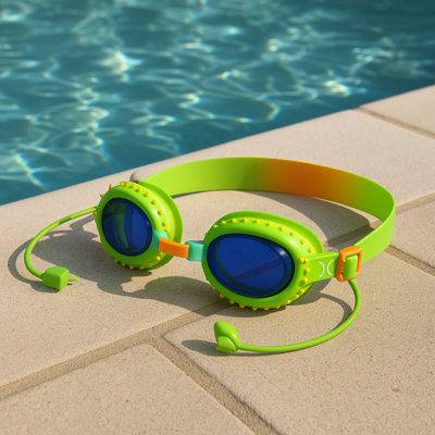 Hurley Youth Green Spikey Swim Goggle with Earplugs