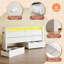 Commode à DEL 78 po pour chambre à coucher, commode en bois avec station de charge, grande commode extensible avec tablettes flexibles et support à suspendre pour placard, salon (télé de 85 po)-187728586