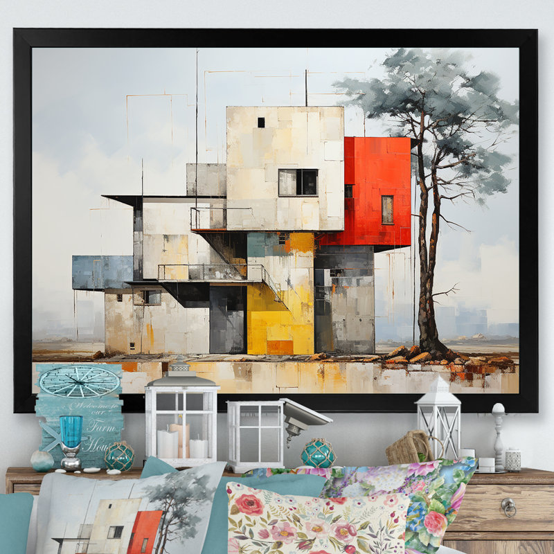 De Stijl Cubic Barn Horizion, Cadre simple noir, H 34 po x l 44 po x P 1,5 po