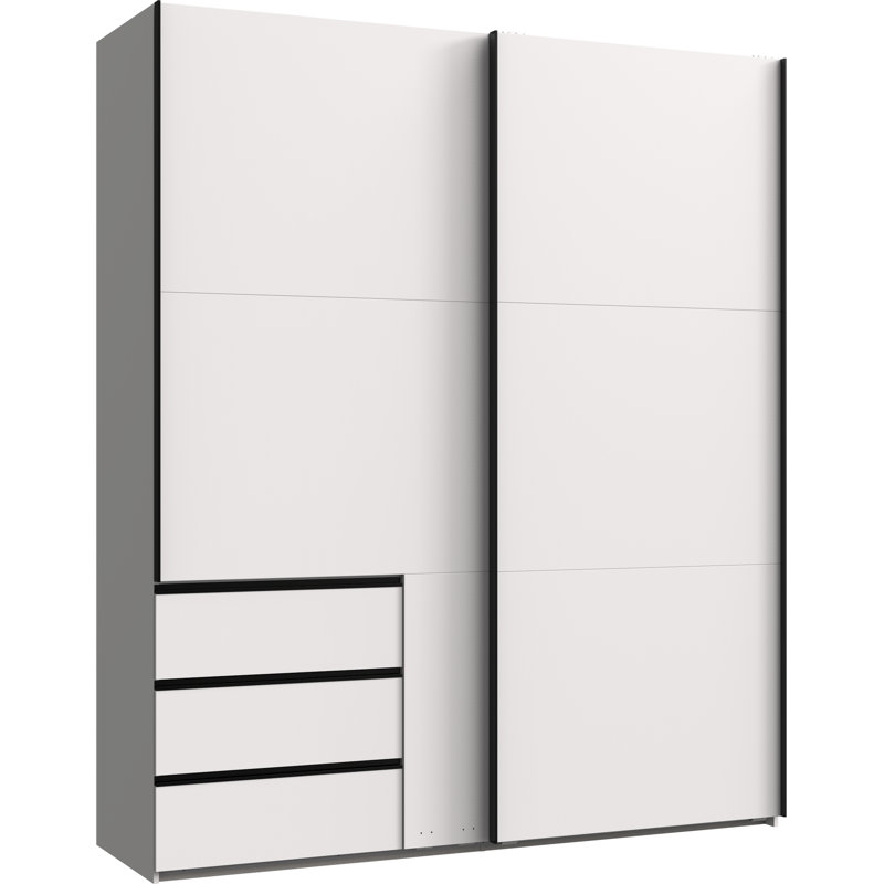 Guardino 2 Door Wardrobe, White, 236cm H x 200cm W x 65cm D