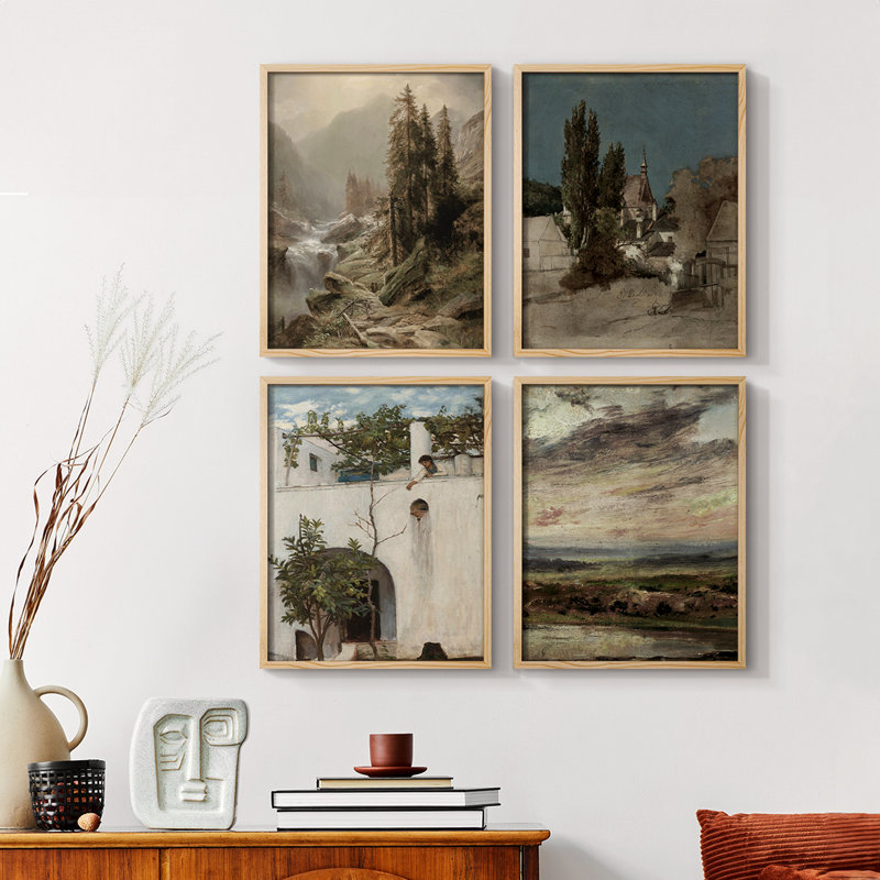Vintage Landscape CCIV  Framed Print - Set of 4, 14" H x 44" W