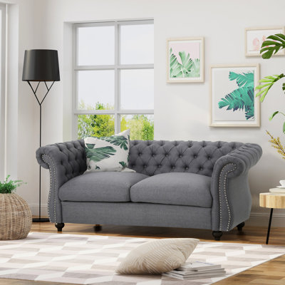 Stylish Dark Grey In Design With Seat Classic Deep Upholstery