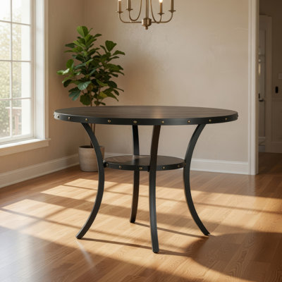 Table de bar ronde en bois 36 pouces avec pieds évasés, gris
