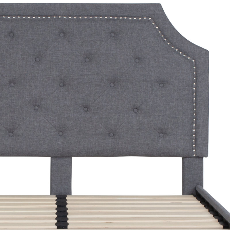 Aluino Arched Button Tufted Upholstered Platform Bed Frame - No Box Spring Required, Full / Double, Light Gray