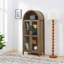 Armoire de rangement arquée avec lampe et cloisons en verre réglables