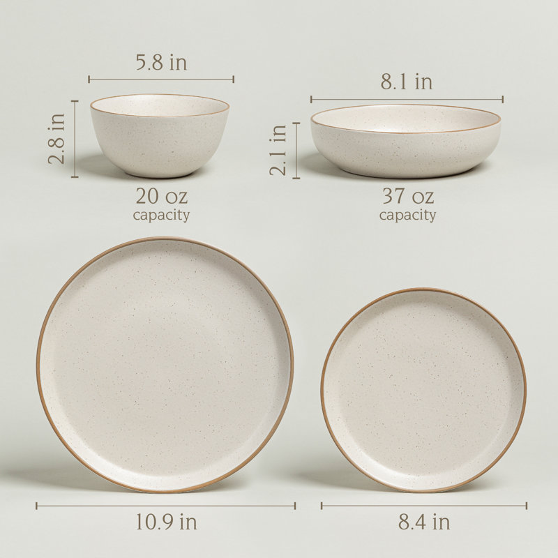 Over&back 16-Piece Artisan Stoneware Dinnerware Set, Cream