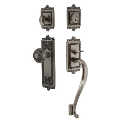 Windsor Handleset with Single Cylinder Deadbolt and Door Knob and Rosette