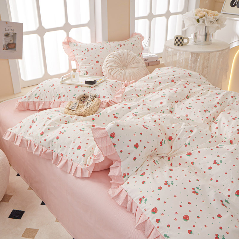 Microfiber Comforter Set, Full Comforter + 4 Additional Pieces, Floral 02
