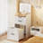 Compact Vanity Desk With Flip-up Led Mirror, Glass Drawer, And Hidden Stool Storage-54536241