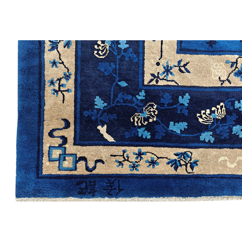 Antique Peking Chinese Floral Hooked Rug