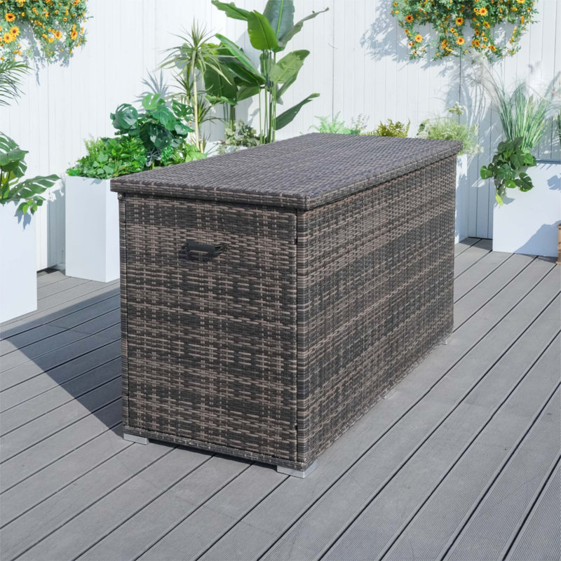 Moda 296 Gallon Wicker Deck Box, Mixed Brown