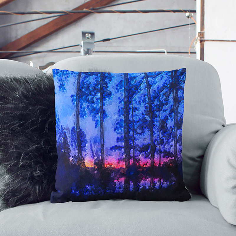Sunset Through the Trees Cushion with Filling, Stone, 55cm H x 55cm W x 20cm D