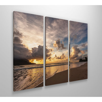 « coucher de soleil dans hanalei bay », image multi-pièces sur toile tendue