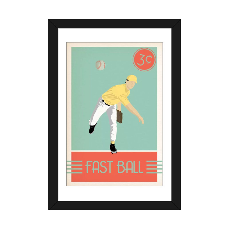 « fast ball », impression sur toile, H 24 po x l 16 po x P 1 po, Papier d'art encadré noir, Blanc