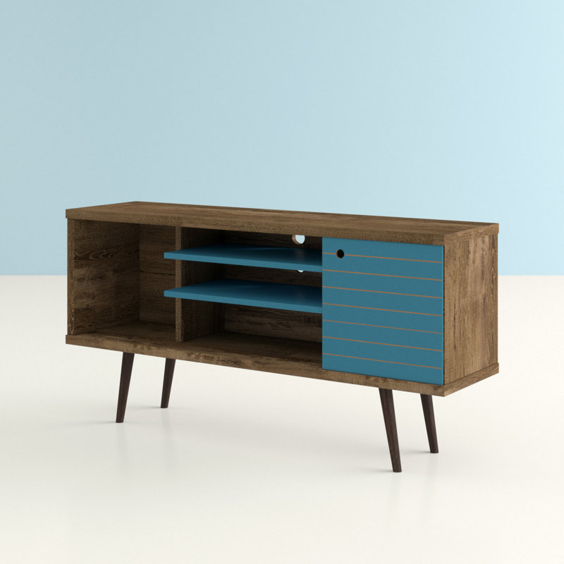 Darryl TV Stand for TVs up to 50", Rustic Brown/Aqua Blue